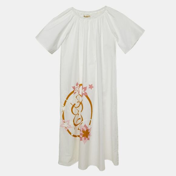 Elie Saab Junior White Floral Print Cotton Maxi Dress Size 10 Yrs